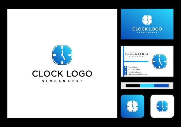 Clock logo and business card icon