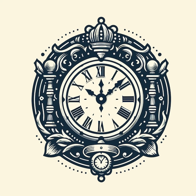 Vector clock logo illustration