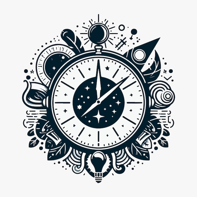 Vector clock logo illustration