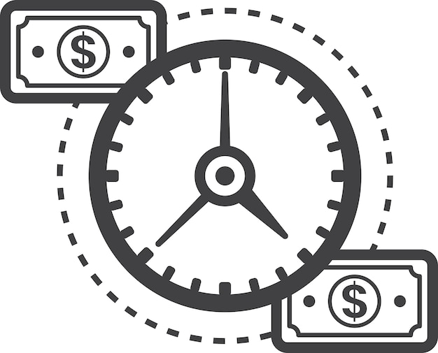 Clock and money illustration in minimal style