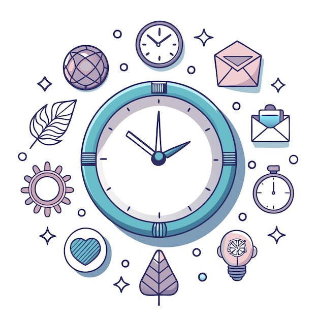 Vector clock with various symbols representing time management