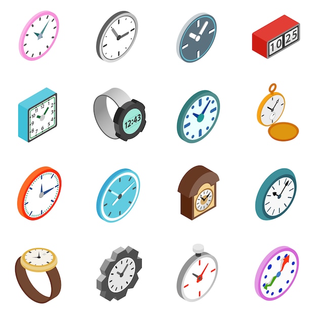 Clocks icons set 