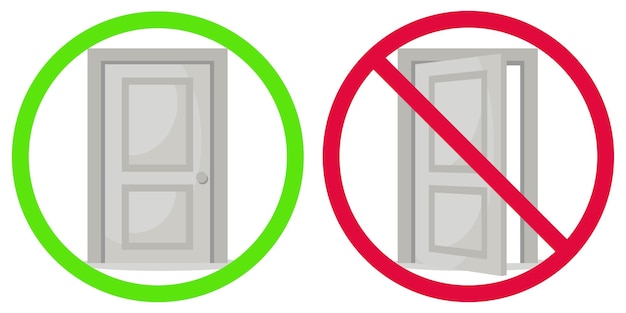 Close the doors icons on a white background