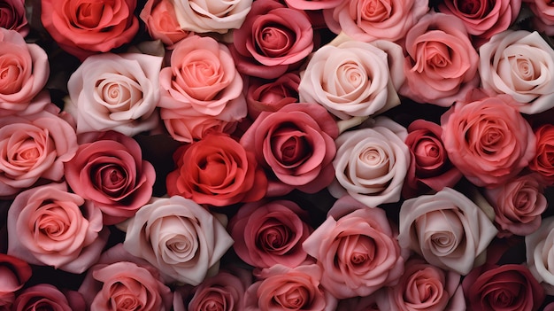 Vector a close up of a bouquet of pink and red roses