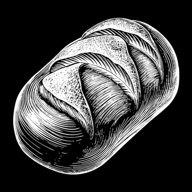 A close up of a loaf of bread with a black background