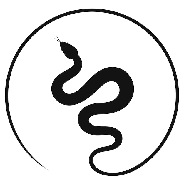 a close up of a snake in a circle with a white background