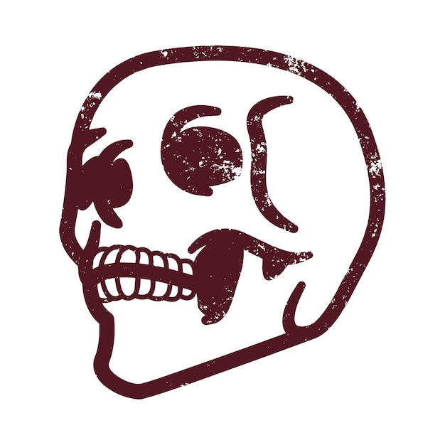 Close up vintage skull head design, perfect for logo, icon, print and etc