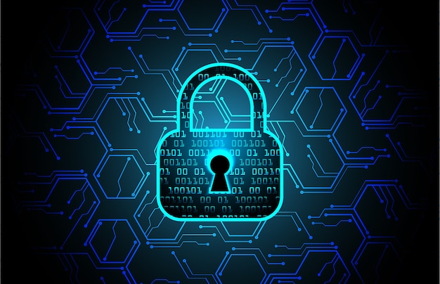 Closed Padlock on digital background, cyber security