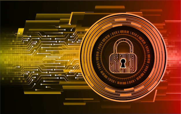 Closed Padlock on digital background, cyber security