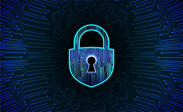 Closed Padlock on digital background cyber security