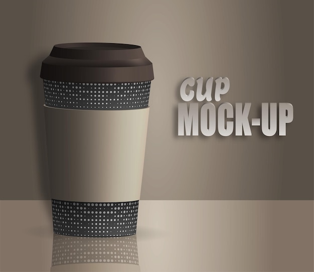 closed paper cup. Front View Mockup. Editable 3d vector realistic illustration