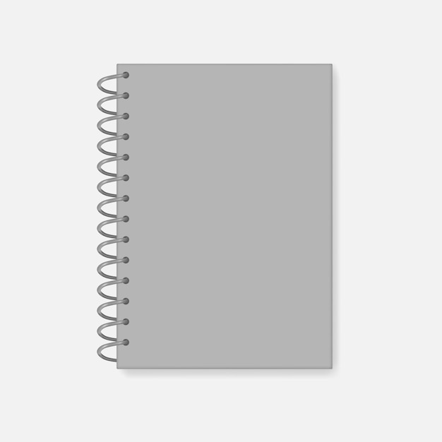 Closed spiral A4 notebook mock-up. Wire bound notepad template. Gray cover diary mockup