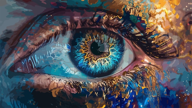 Vector closeup of abstract embellished eye detail