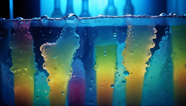 Vector a closeup of colorful popsicles submerged in a glass of water the popsicles are partially melted