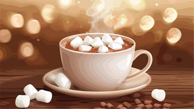 Closeup of Delicious Cocoa Cup with Marshmallows Tasty Hot Chocolate Beverage in Mug Cozy Winter