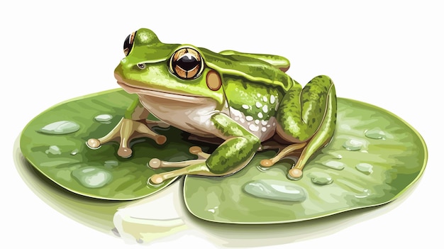 Vector closeup frog on lily pad vector illustration