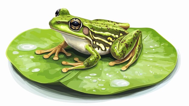 Vector closeup frog on lily pad vector illustration