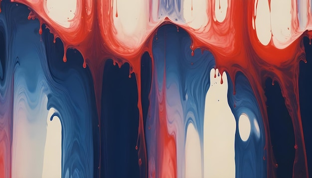 Vector a closeup image of red blue and white paint dripping down a surface creating an abstract and fluid design the colors blend and overlap creating a sense of movement and energy