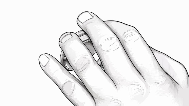 Vector closeup line art vector drawing of male hand