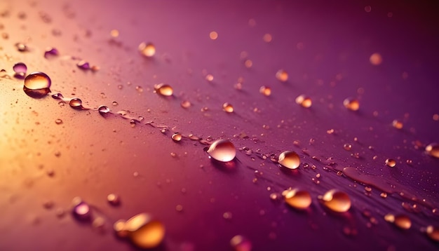 Vector closeup macro shot of water droplets on a pink and orange surface the droplets are round and translucent reflecting the light