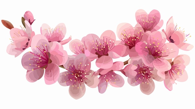 Vector closeup pink sakura cherry blossom flowers in spring