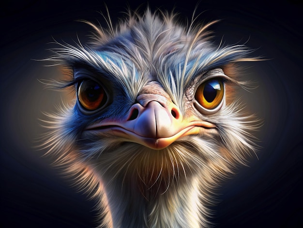 CloseUp Portrait of an Ostrich with Curious Expression