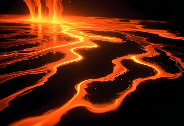 Vector a closeup shot of molten lava flowing on a black surface creating a dramatic and powerful image of natures raw energy