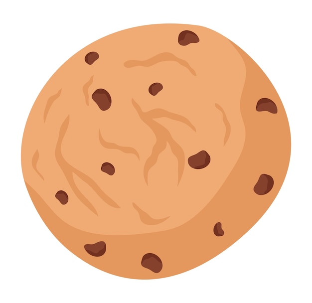 Closeup single chocolate chip cookie detailed texture chips Delicious sweet snack dessert food