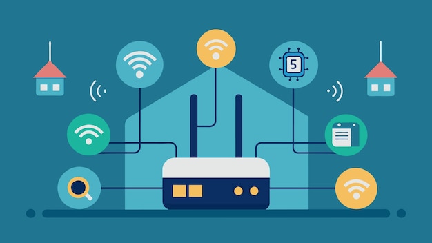 Vector a closeup of a stateoftheart g router being embled and integrated with various smart home devices