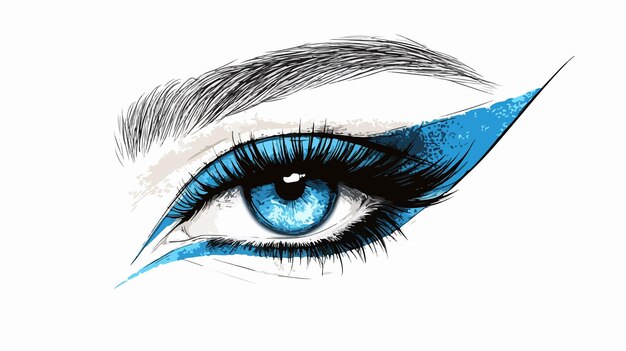 Vector closeup of striking blue eyeliner on a womans eye