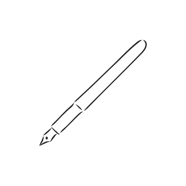 Closeup view pen vector sketch on white background