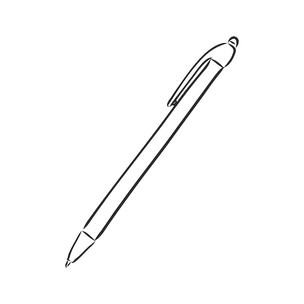 Closeup view pen vector sketch on a white background