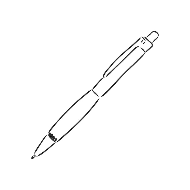 Closeup view pen vector sketch on white background