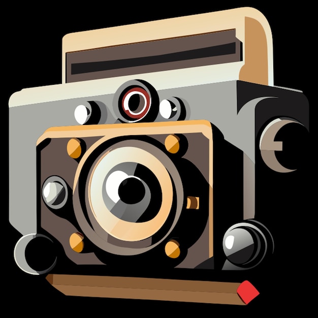 a closeup of a vintage film camera with a roll of film loaded vector illustration