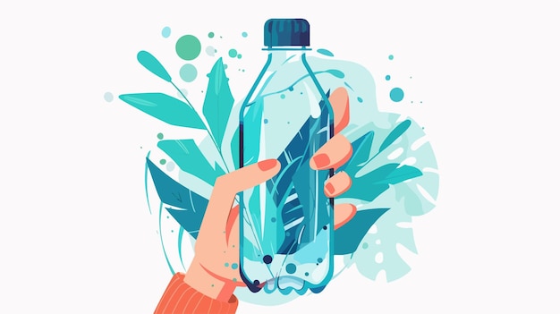 Vector closeup of woman with reusable water bottle