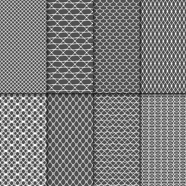 Cloth seamless patterns. Fabric net vector textures. Lace meshes collection. Mesh seamless background set