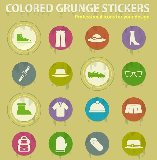 Clothes colored grunge icons