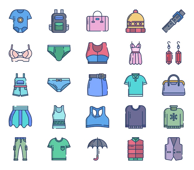 Clothes and dress vector set