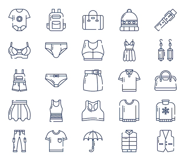 Clothes and Fashion dress icon set