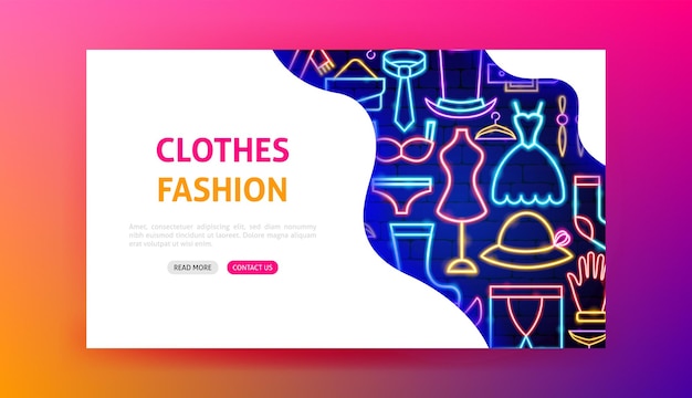 Vector clothes fashion neon landing page