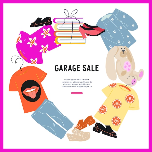 Clothes fashion sale or swap party banner or poster with frame vector