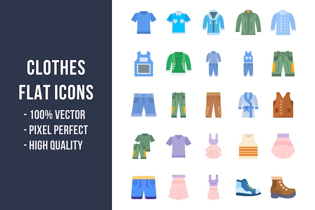 Clothes Flat Multicolor Icons