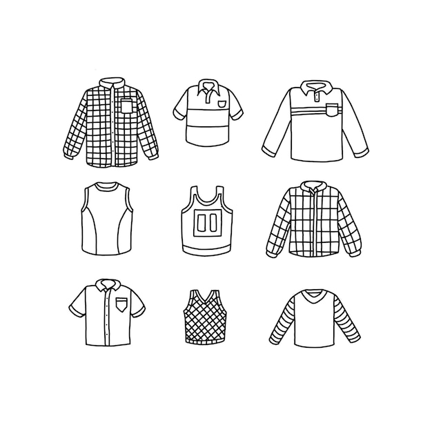 clothes handrawn doodle illustrations vector set