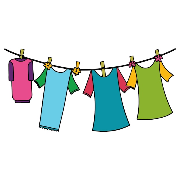 Vector clothesline clipart vector art and illustration