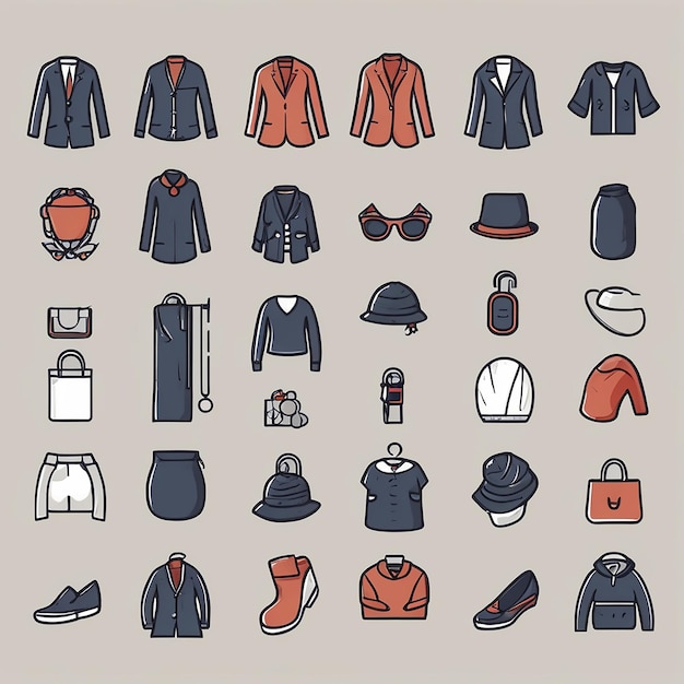 Clothing and Accessories Editable Stroke Icon Set