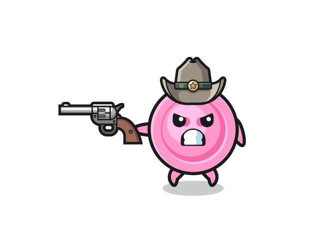 The clothing button cowboy shooting with a gun cute design