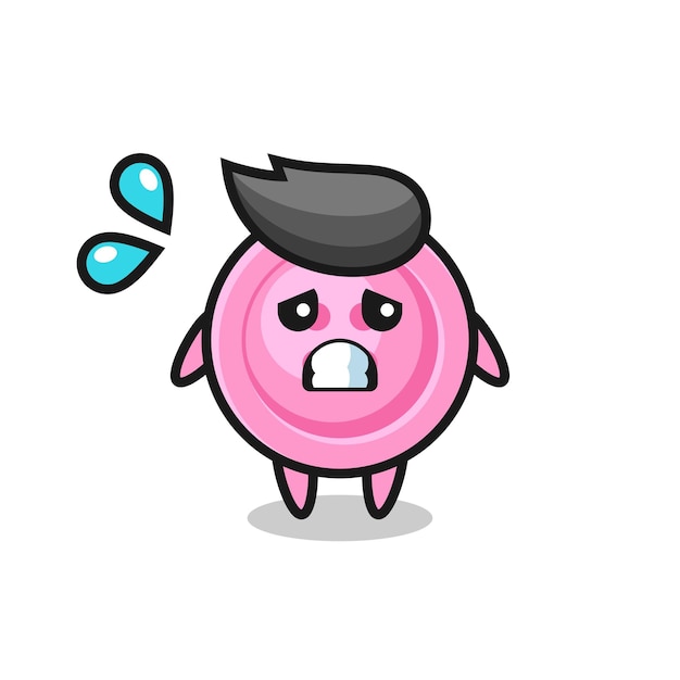 Clothing button mascot character with afraid gesture , cute design