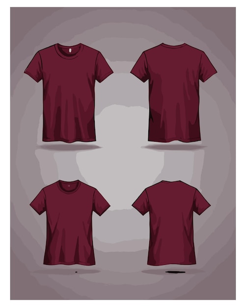 Clothing design concept blank black white maroon green tshirt Vector tshirt mockup