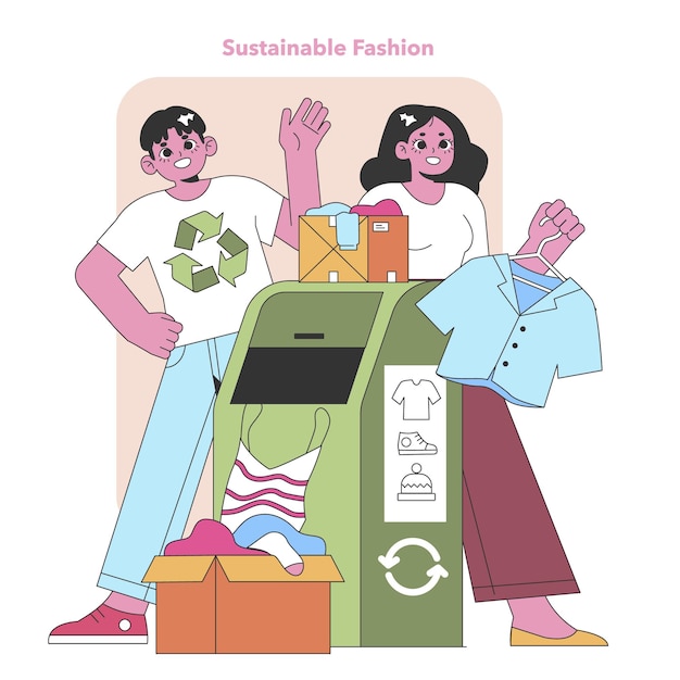 Clothing donation and recycling concept people engaging in secondhand wardrobe exchange textile