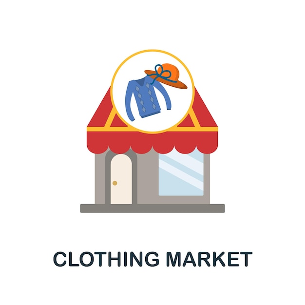 Clothing Market flat icon Colored sign from small business collection Creative Clothing Market icon illustration for web design infographics and more